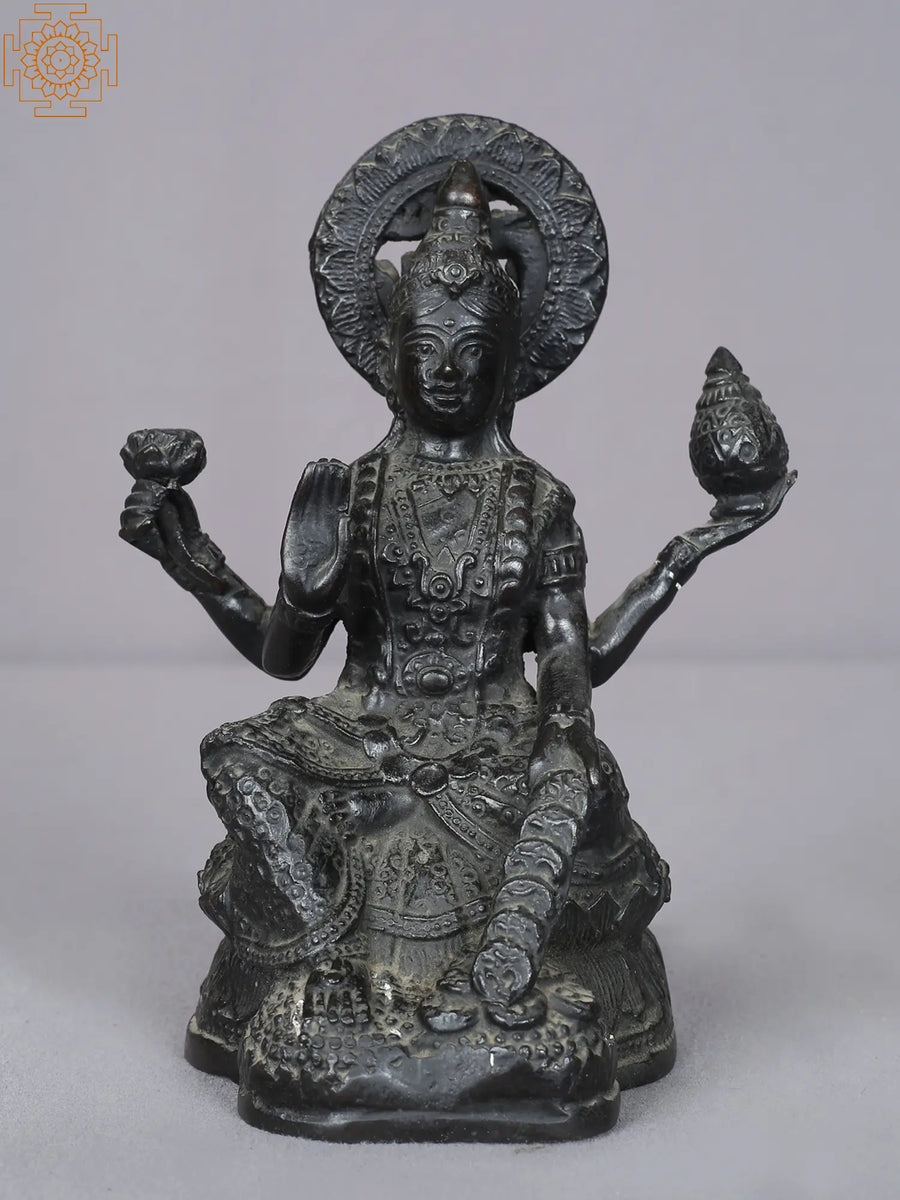 7" Brass Goddess Lakshmi Statue Handmade Nepal