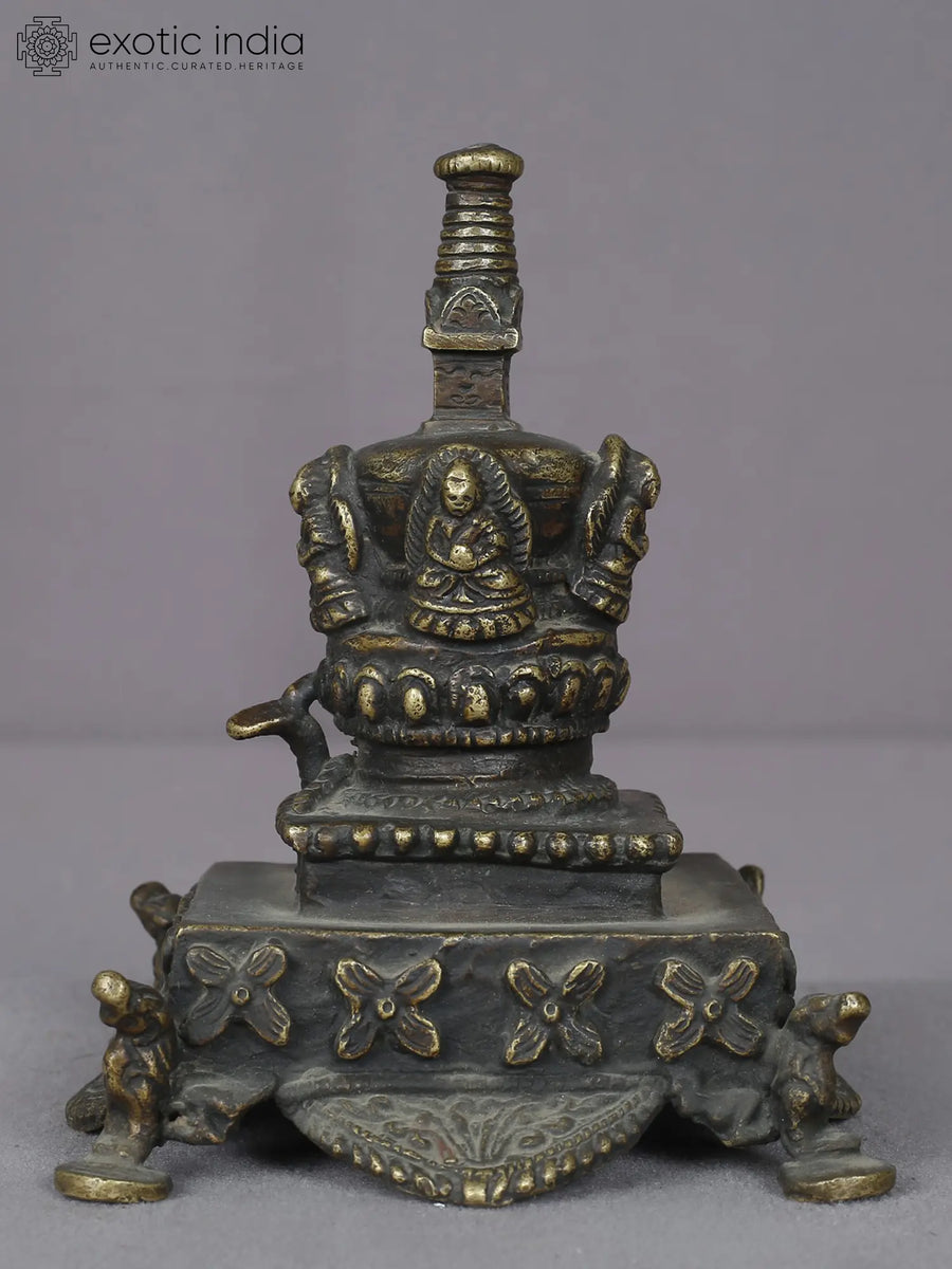 5" Small Brass Stupa Statue for Home Meditation