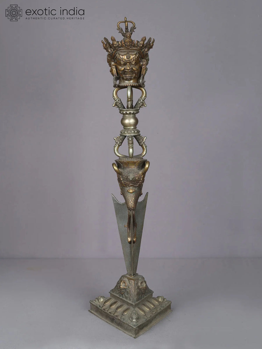 24" Tibetan Buddhist Phurpa Brass Ritual Statue