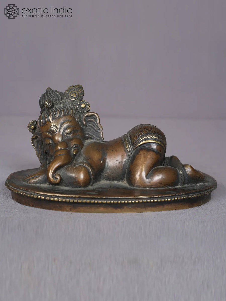 6.5" Bal Ganesha Brass Idol for Home Pooja