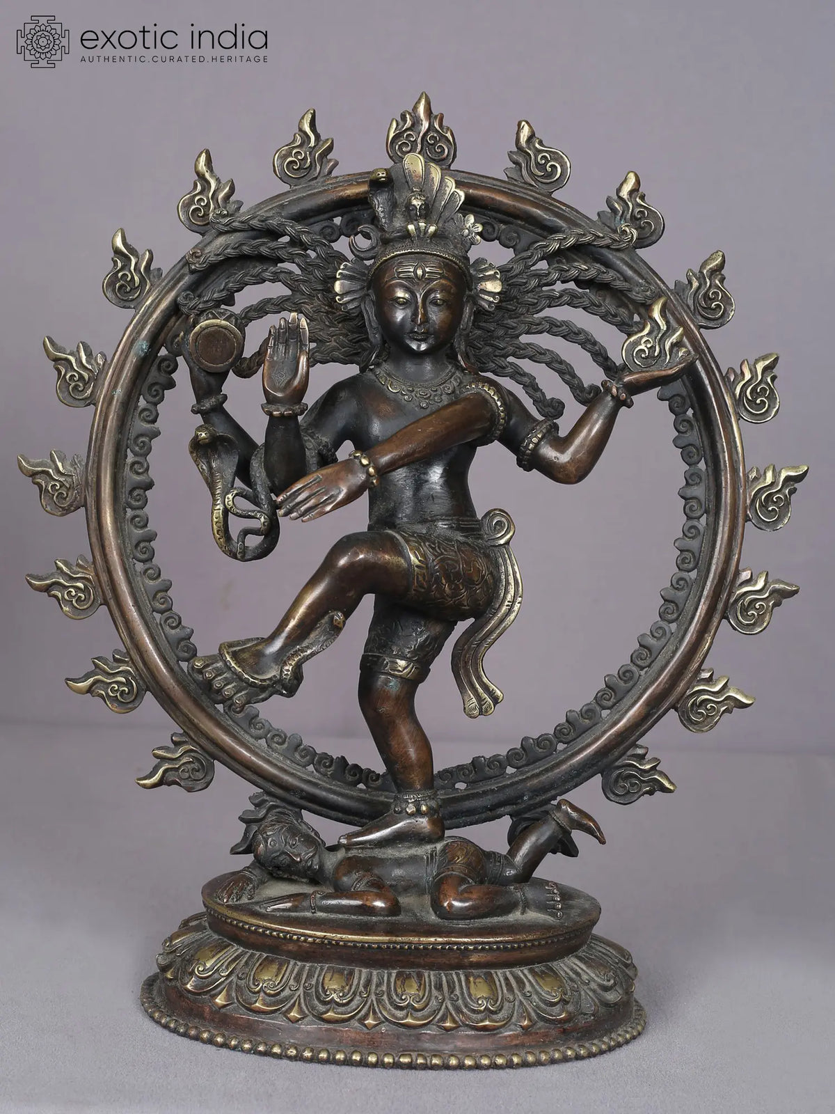 13" Dancing Lord Nataraja Brass Sculpture from Nepal