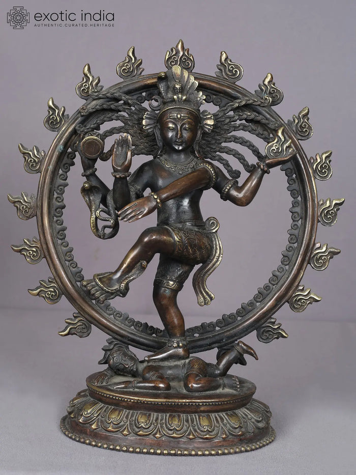 13" Dancing Lord Nataraja Brass Sculpture from Nepal