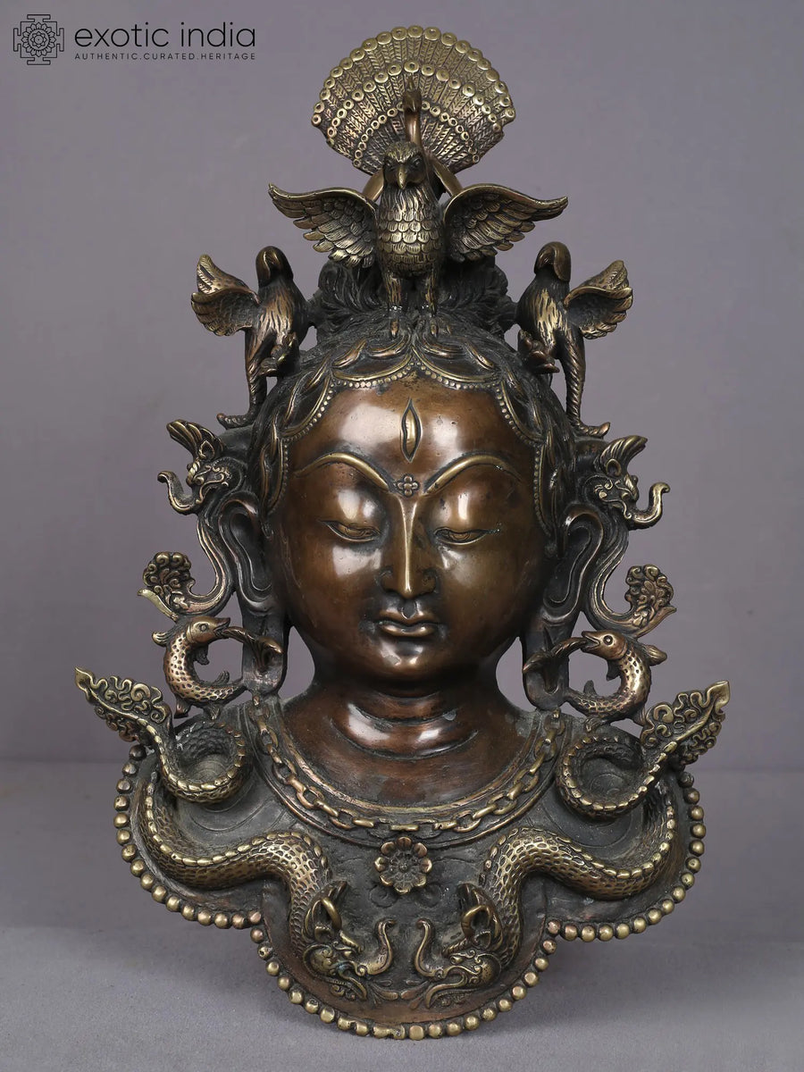 15" Mahamayuri Peacock Goddess Handmade Brass Statue for Pooja