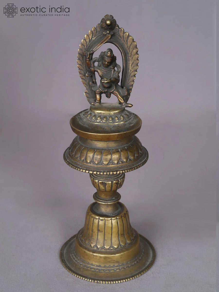 11.5" Brass Mahakala Lamp Handmade from Nepal