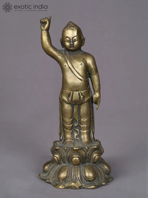 9" Handmade Brass Baby Buddha Statue from Nepal