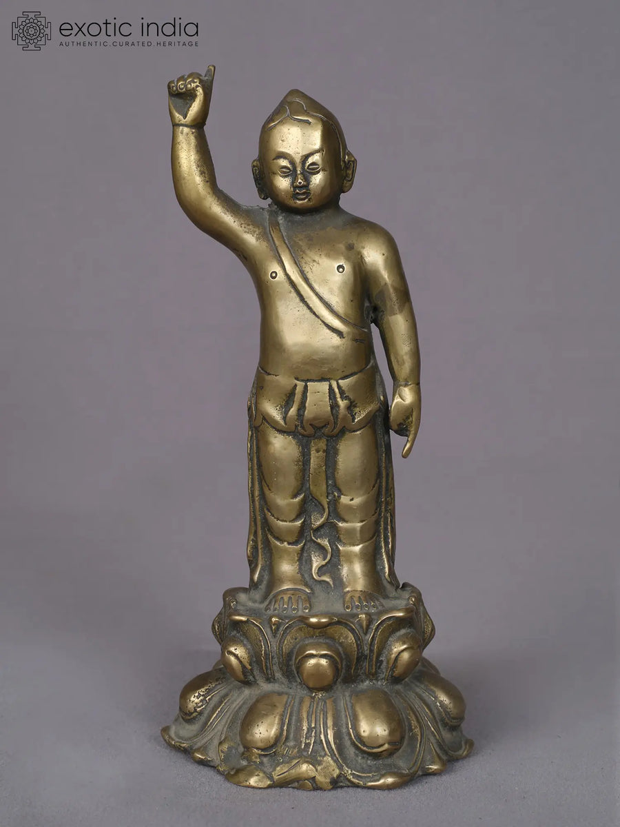 9" Handmade Brass Baby Buddha Statue from Nepal