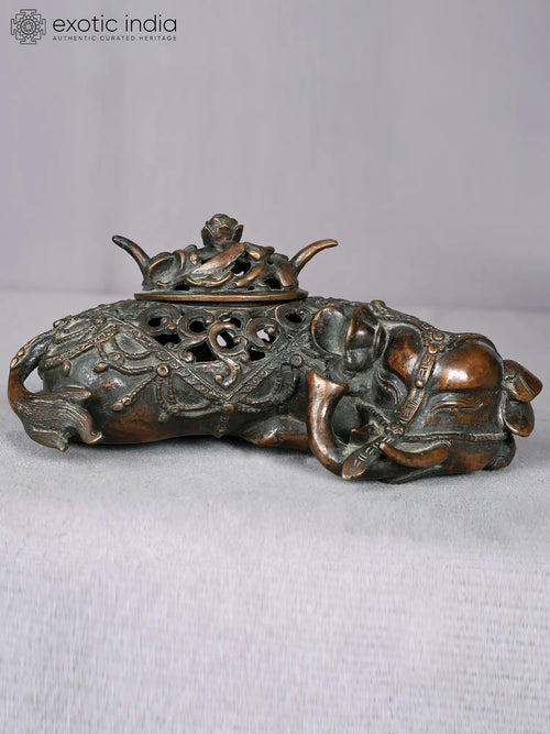 8" Elephant Brass Incense Burner Handmade