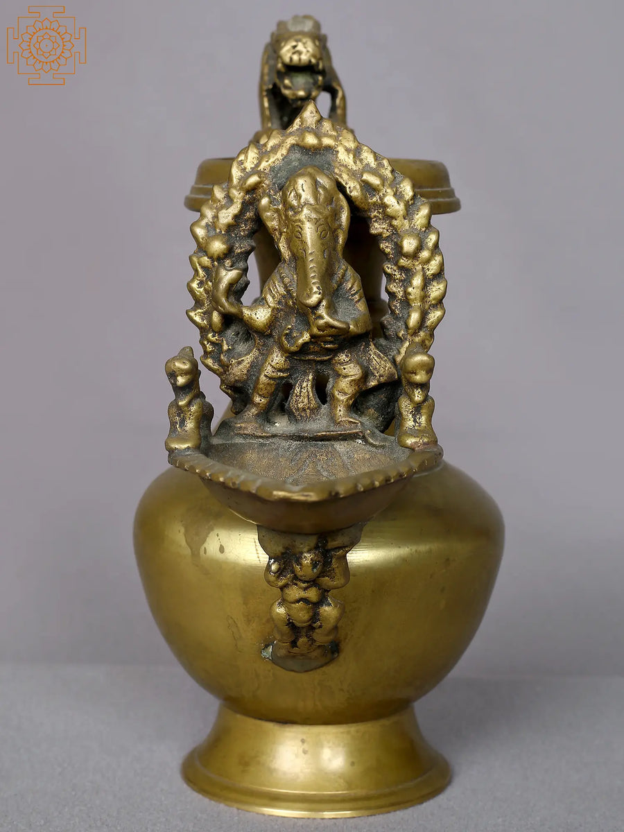 8" Sukunda Brass Lamp Traditional Nepalese Home Decor