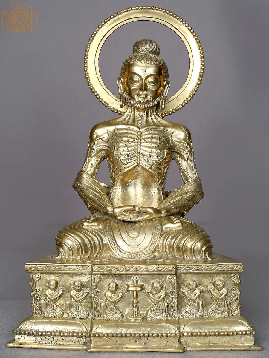 12" Brass Lord Yogi Buddha Handmade Sculpture