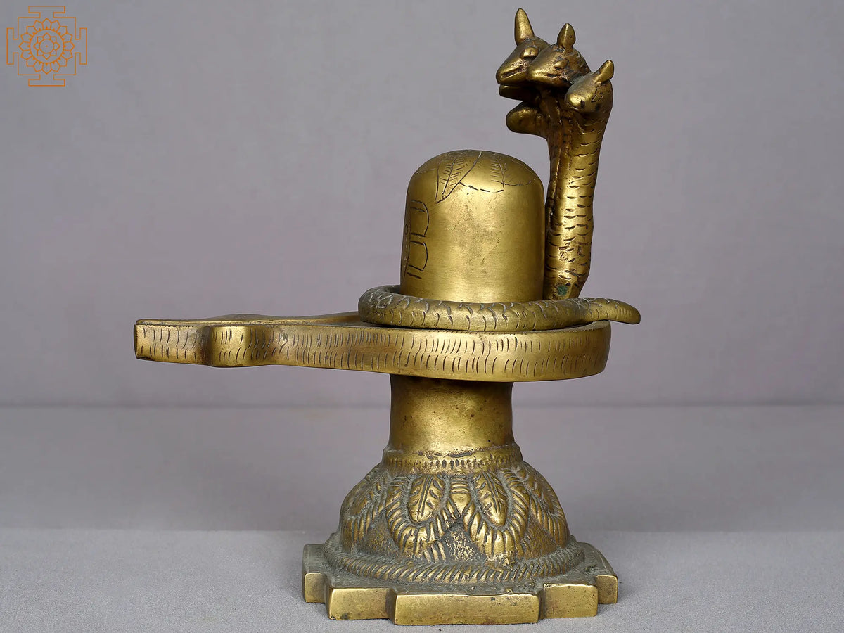 9" Brass Shiva Linga from Nepal