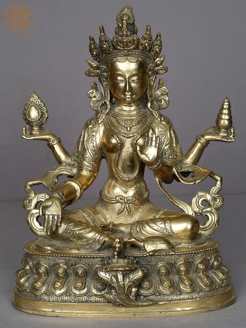 12" Brass Goddess Lakshmi Statue for Home Pooja