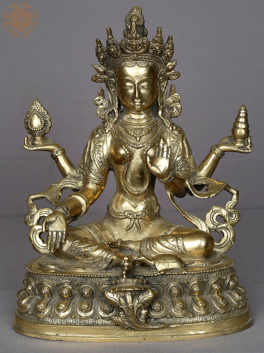 12" Brass Goddess Lakshmi Statue for Home Pooja