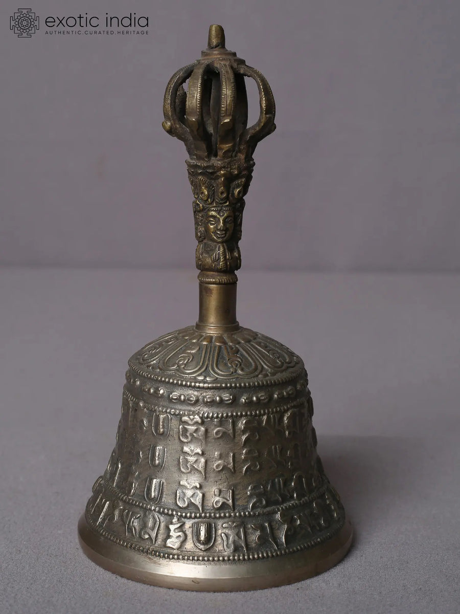 7" Brass Dorje Bell Tibetan Buddhist Ritual Statue