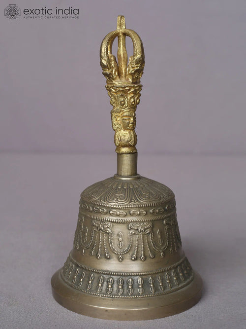 7" Handmade Buddhist Dorje Brass Bell from Nepal