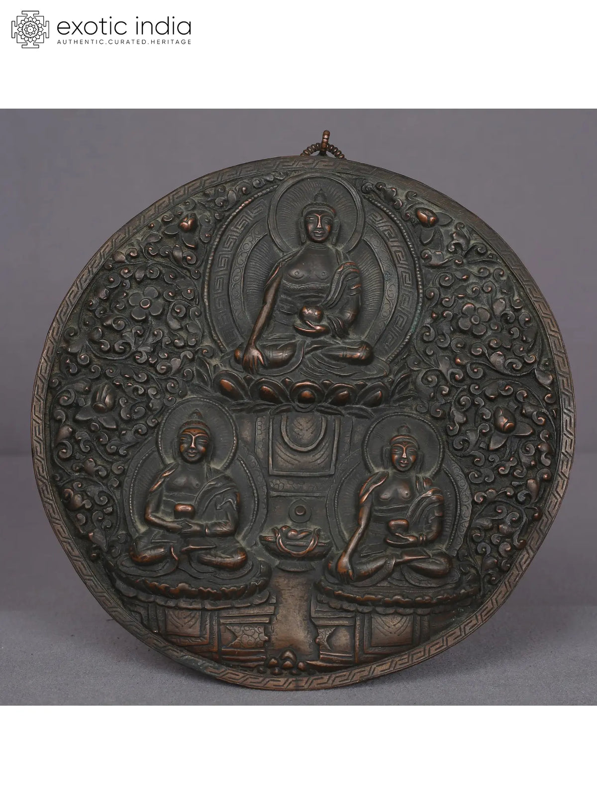 7" Three Buddha Wall Hanging From Nepal