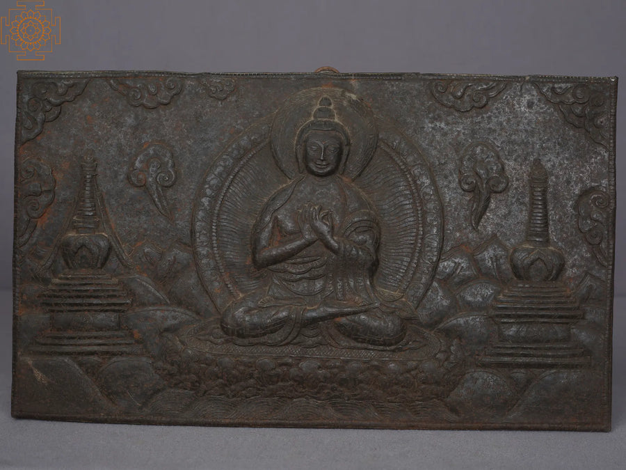 13" Buddha Brass Wall Hanging Statue Handmade from Nepal
