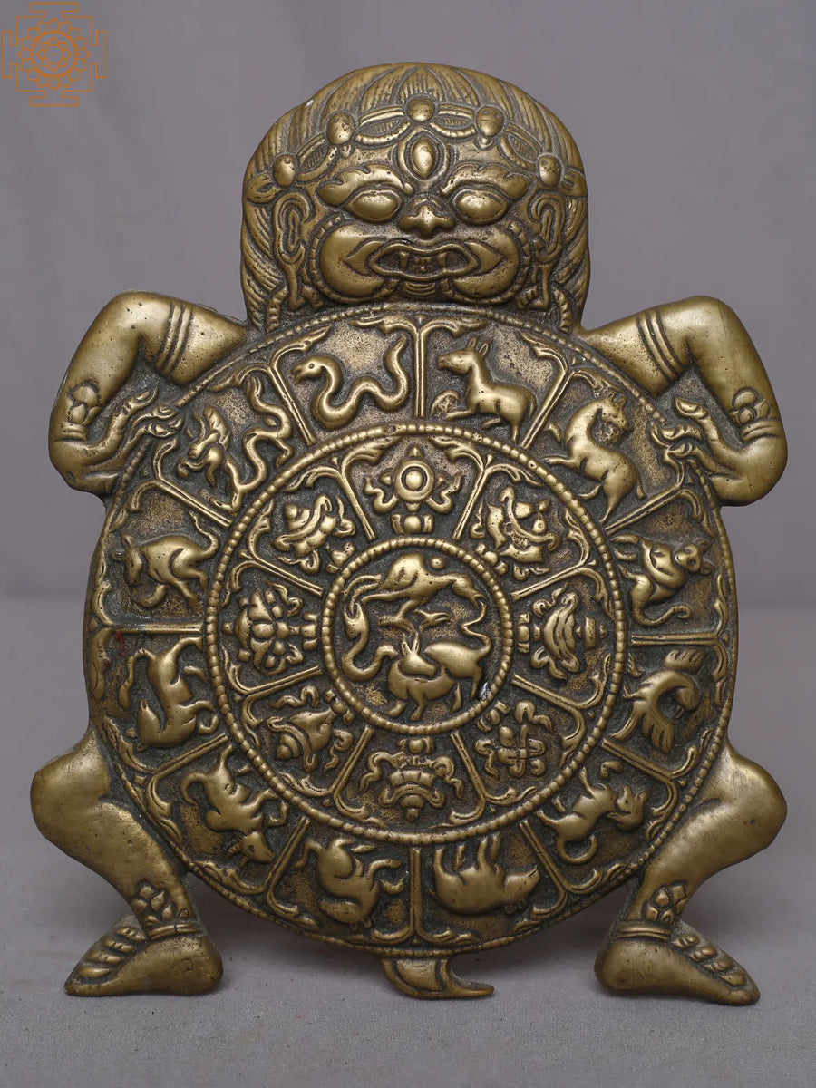 9" Asht Mandal Brass Wall Hanging from Nepal