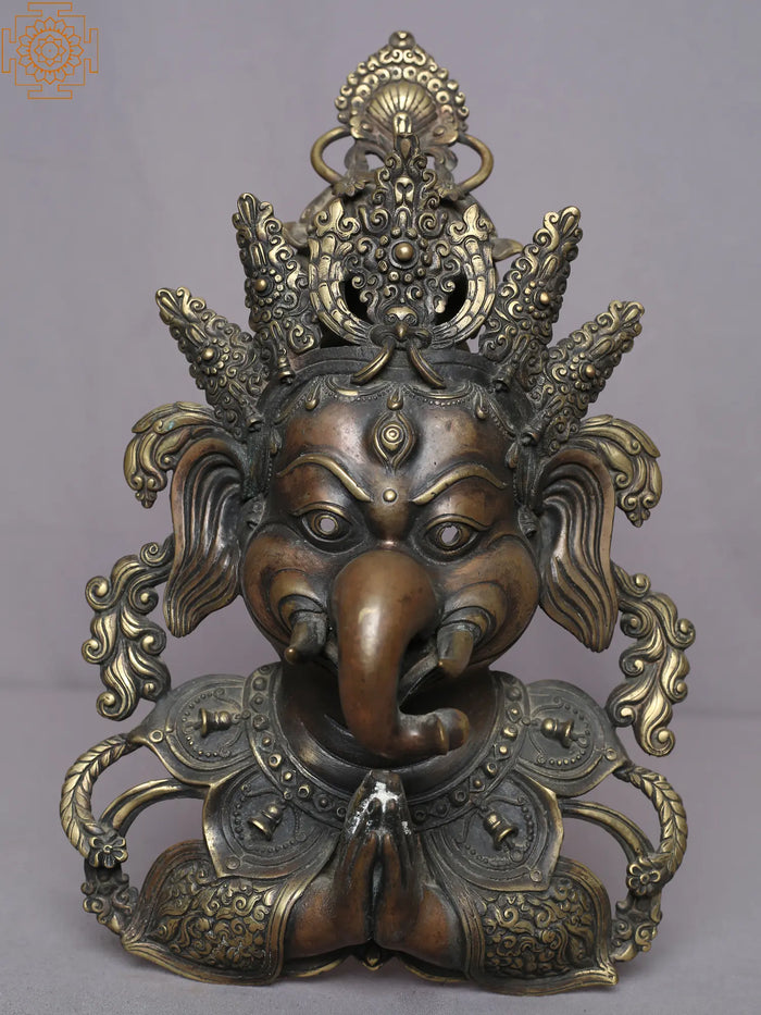 13" Ganesha Face Wall Hanging From Nepal