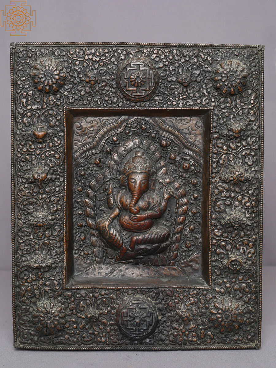14" Ganesha Brass Wall Hanging Handmade
