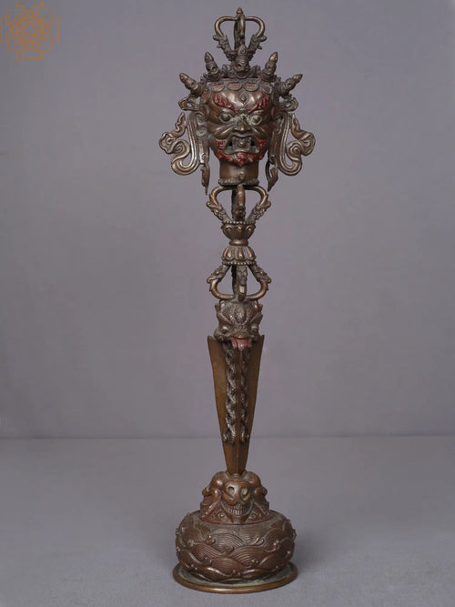 16" Tibetan Buddhist Phurpa Brass Statue from Nepal