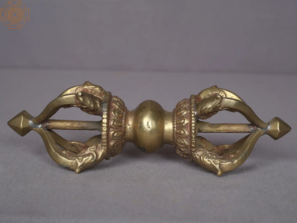 10" Brass Tibetan Buddhist Five Progned Vajra