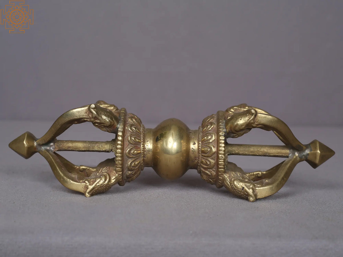 8" Brass Tibetan Buddhist Five-Pronged Vajra