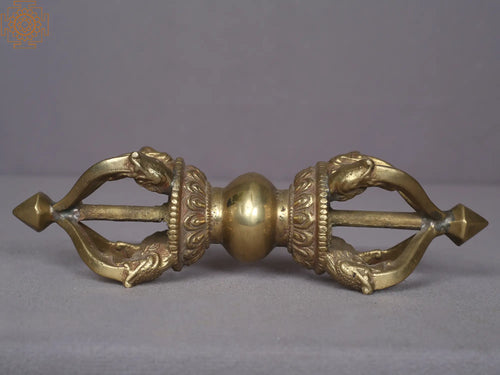 8" Brass Tibetan Buddhist Vajra Statue for Pooja