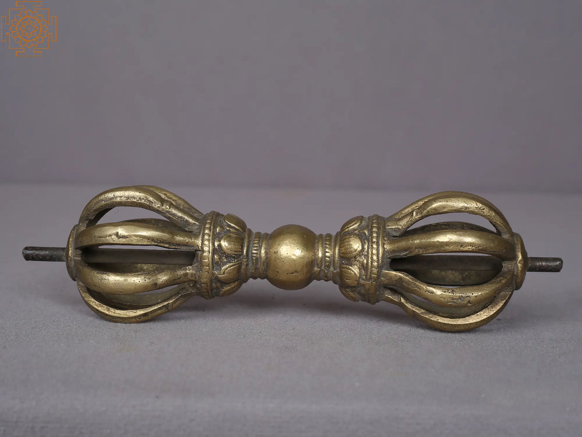 7" Brass Tibetan Buddhist Nine-Pronged Vajra