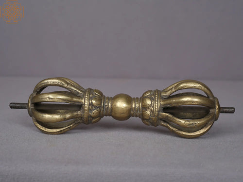 7" Brass Tibetan Buddhist Vajra Statue for Pooja
