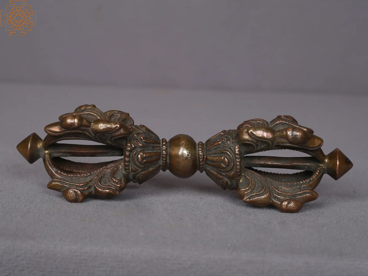 6" Brass Tibetan Buddhist Five-Pronged Vajra