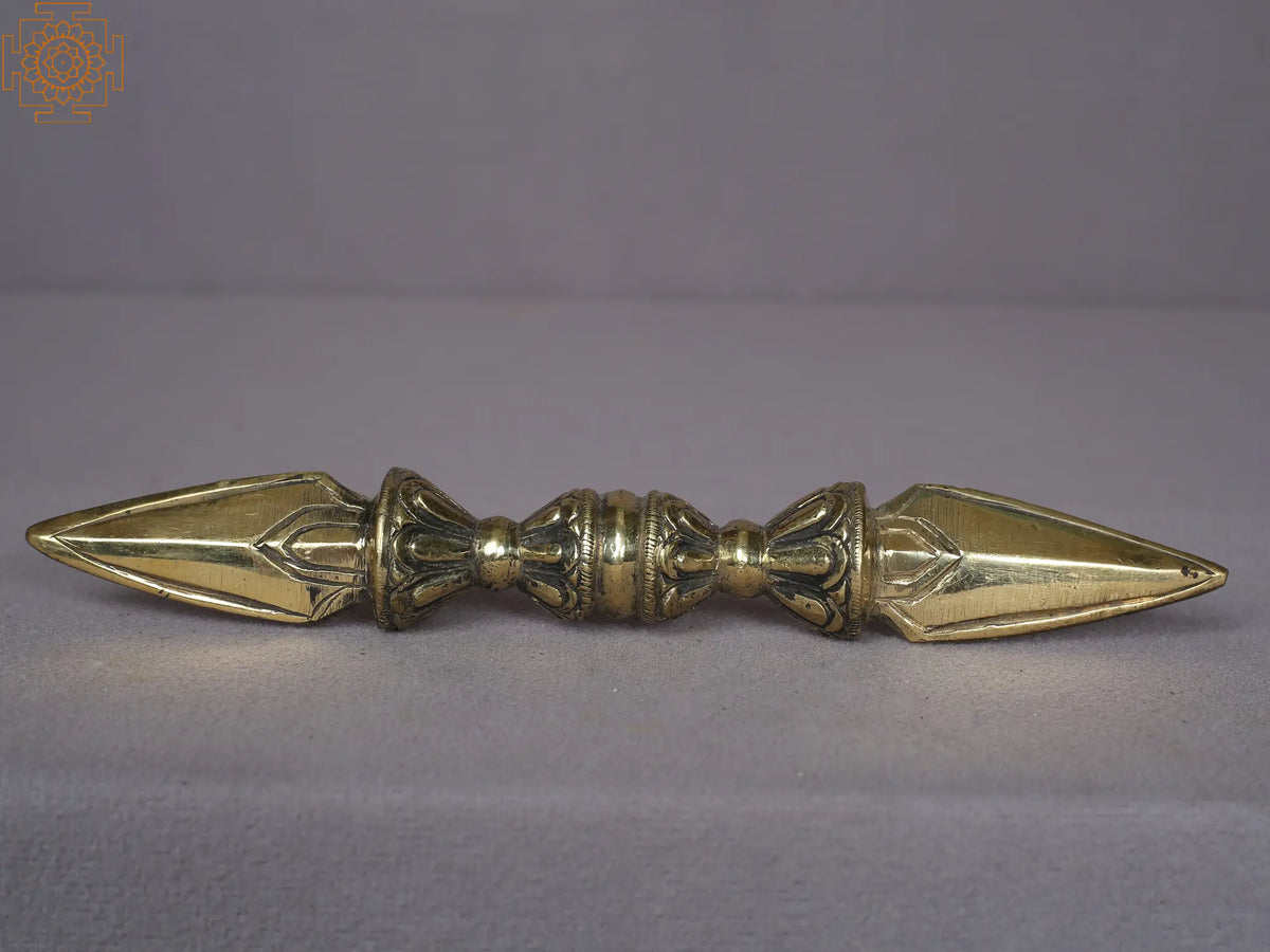 8" Brass Tibetan Buddhist Single Pronged Vajra