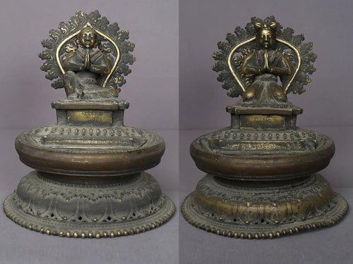 9" Brass Figure Lamp Set Two Nepal Handmade Home Decor