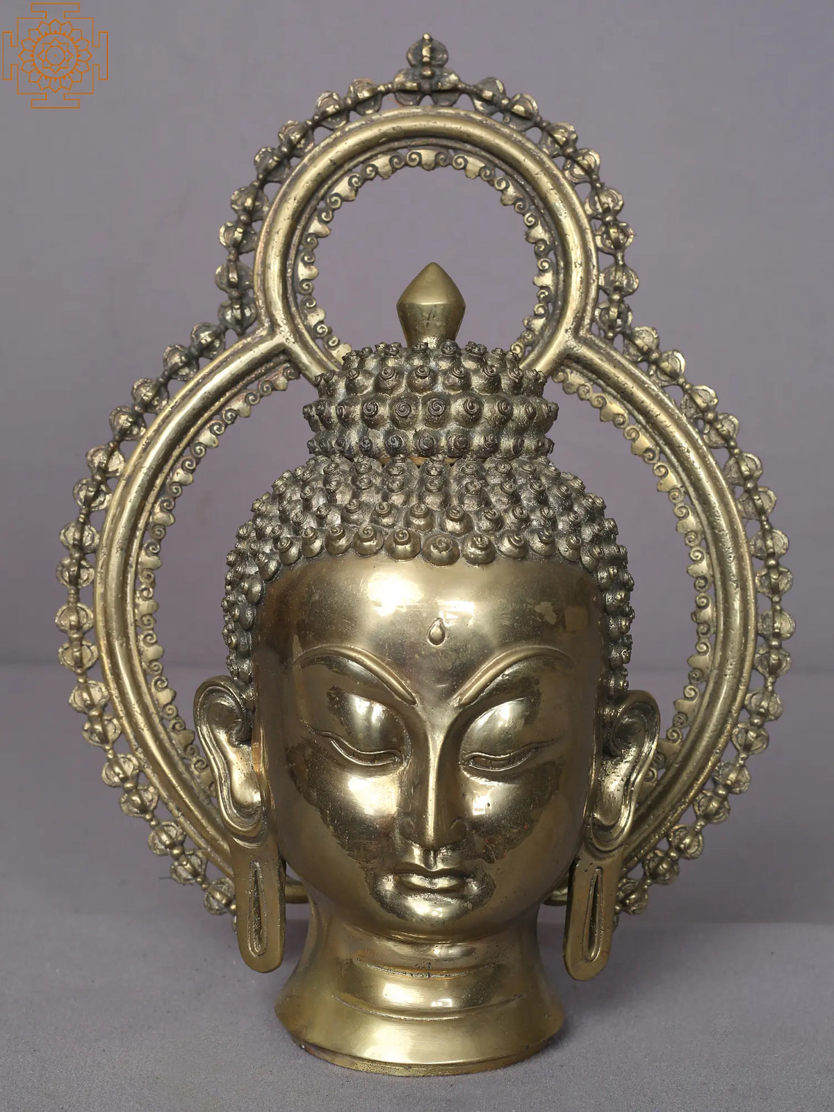 10" Brass Buddha Head Statue from Nepal