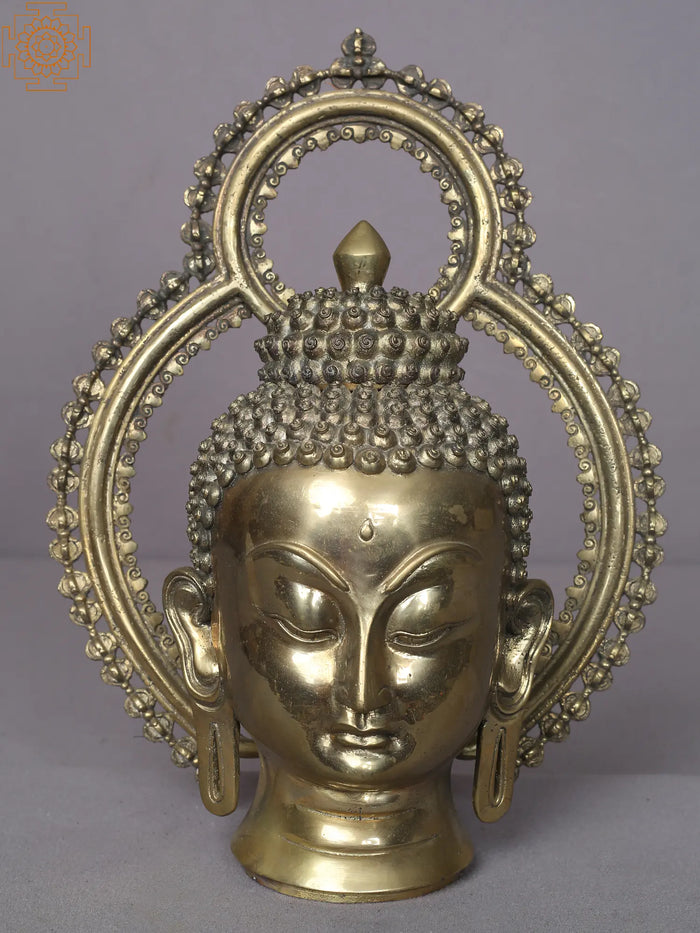 10" Brass Buddha Head Statue from Nepal