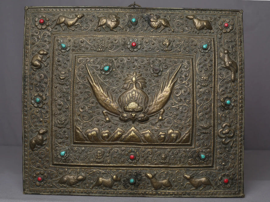 14" Garuda Brass Wall Hanging Handmade from Nepal