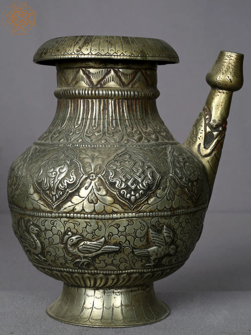 8" Brass Karuwa Water Pot Handmade Nepal Statue