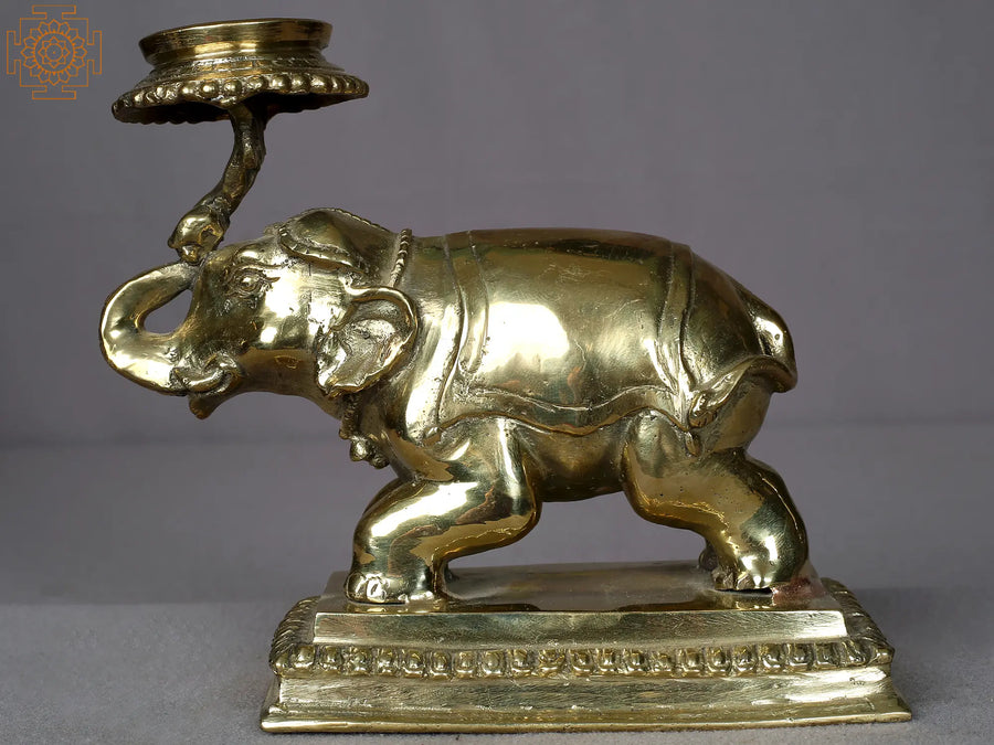 6" Elephant Brass Oil Lamp Handmade