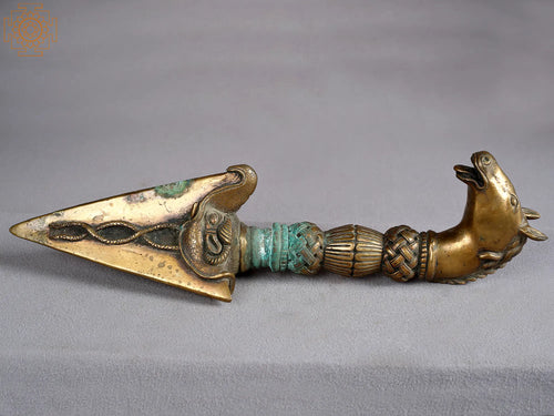 14" Brass Horse Phurpa Statue Handmade from Nepal