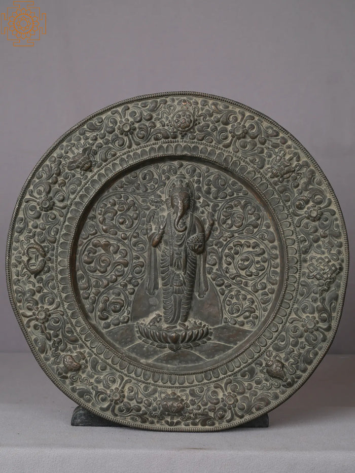 13" Ganesha Mandala Round Wall Hanging from Nepal