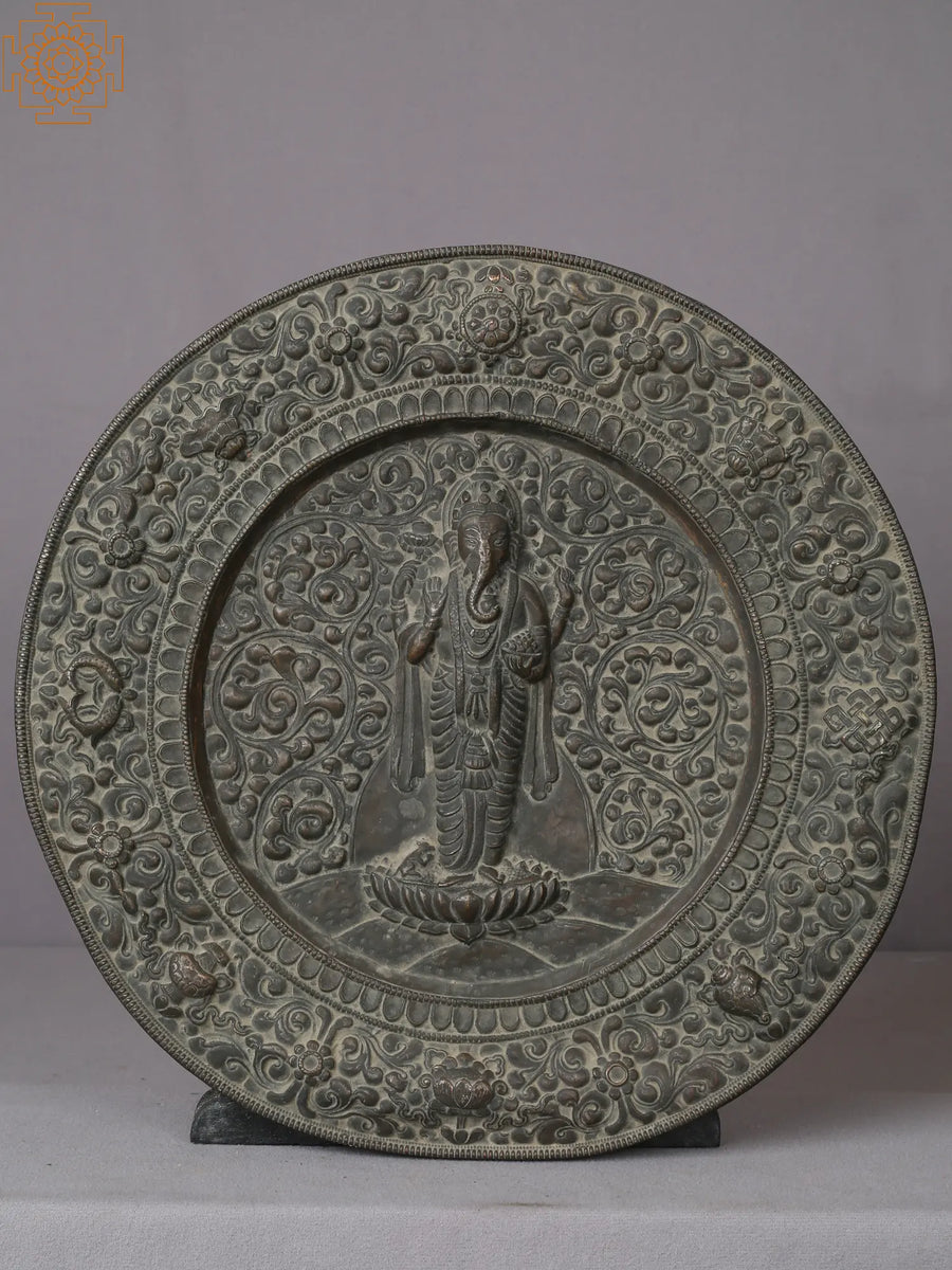 13" Ganesha Mandala Brass Wall Hanging
