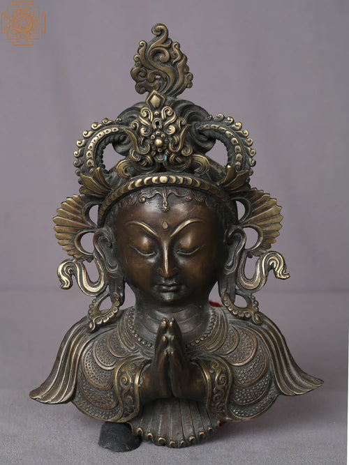9.5" Brass Tara Face Wall Hanging from Nepal