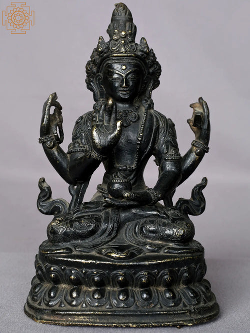 6" Small Brass Ashtasahasrika Prajnaparamita Statue