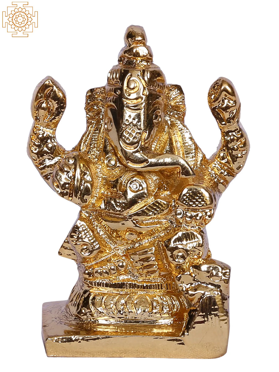 2" Small Brass Lord Ganesha Idol for Pooja