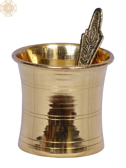 2" Small Brass Panchapatra Udrani Pooja Set