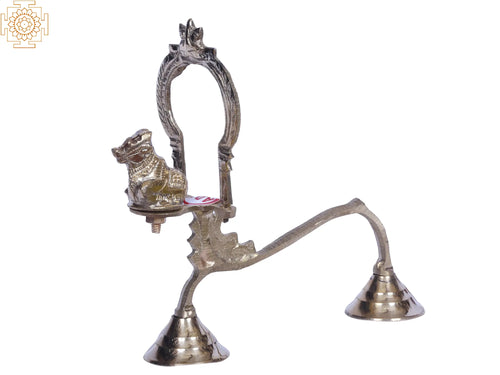 8" Brass Nandi Lamp for Pooja Handmade Statue