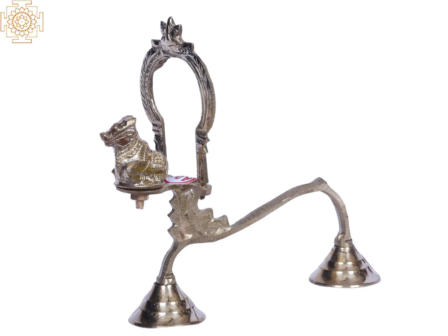 8" Brass Nandi Lamp for Pooja Handmade Statue