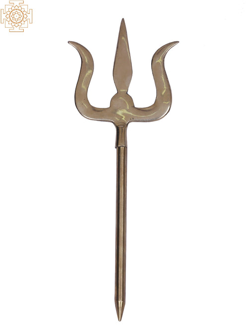 9" Brass Lord Shiva Trishul Statue for Home Pooja