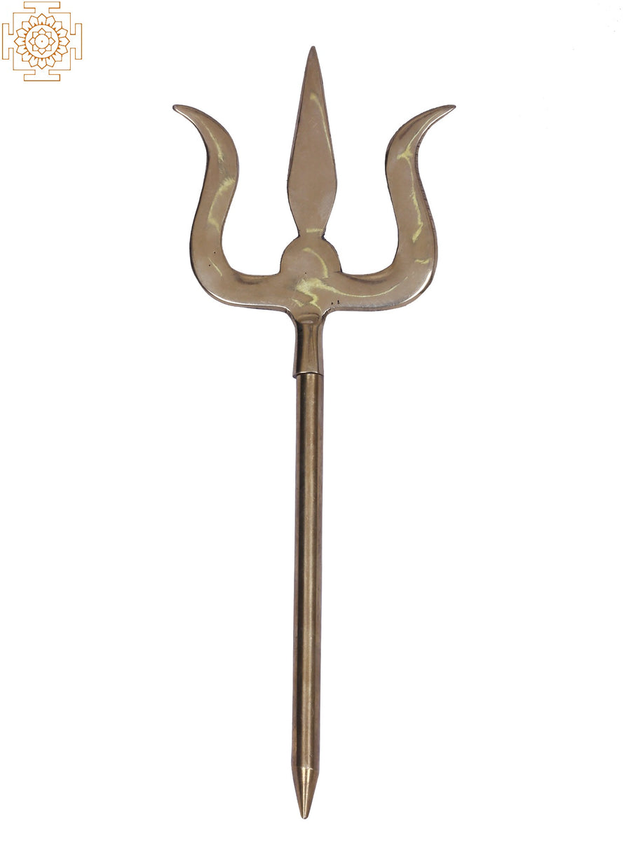 9" Brass Lord Shiva Trishul Statue for Home Pooja