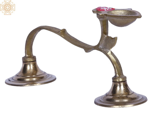 8" Brass Handheld Aarti Diya for Pooja