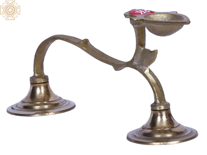 8" Small Brass Handheld Aarti Diya
